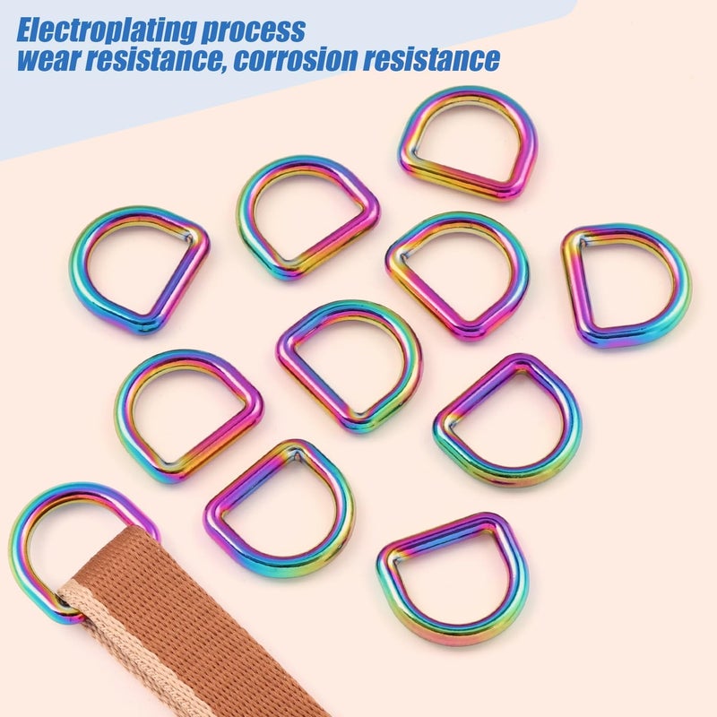 PECMER 20mm Rainbow D-ring Buckles-10 PCS Zinc Alloy D Rings 3/4 inch Metal D-Shape Buckle Clips-Non-welded Purse Hardware for Bag Making Webbing - Image 4
